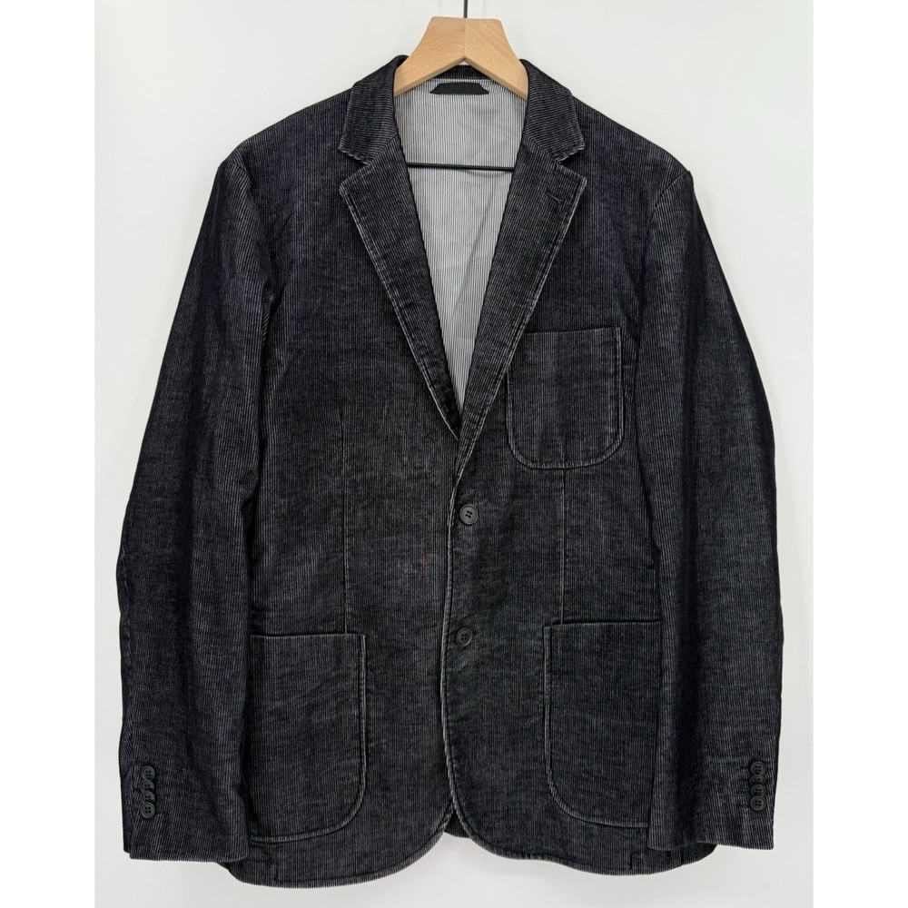 James Campbell Corduroy Blazer‎ Mens Medium Black Sport Coat Jacket Two Button